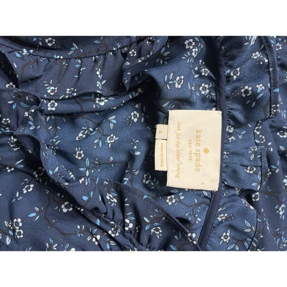 Kate Spade Out West Wild Rose Ruffle Flutter Wrap Dress Size 4 EUC - Picture 8 of 12